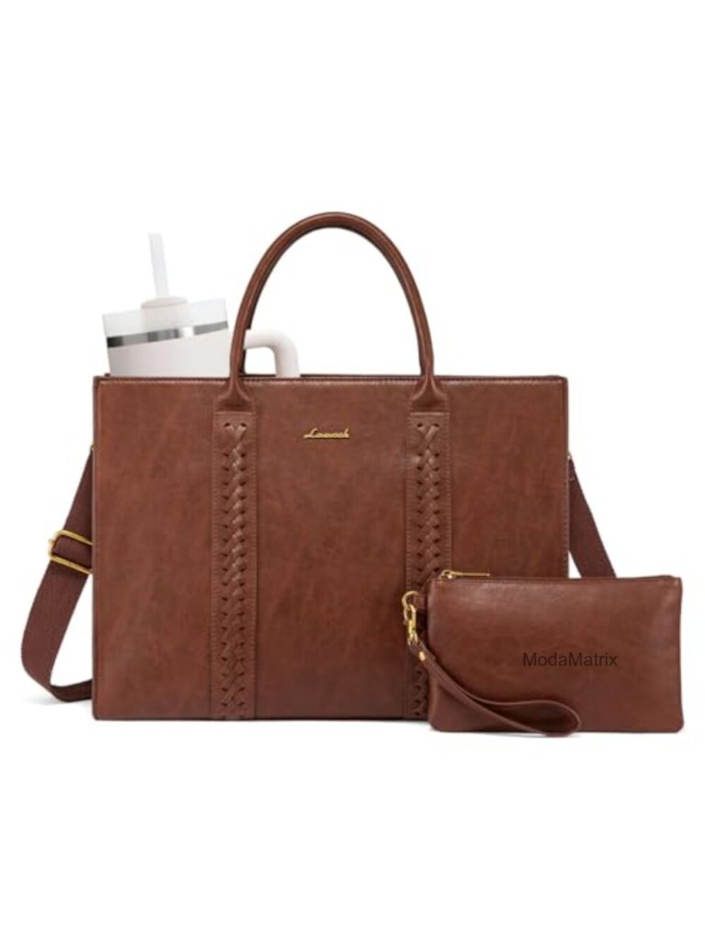 Waterproof Laptop Tote Bag for Women Fits 15.6" with Clutch